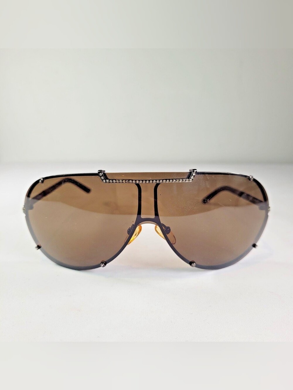 vintage Valentino 5510/S Crystal Detail Shield Sunglasses